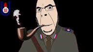 2soyjaks ante_pavelic brown_eyes brown_skin closed_mouth clothes croatia fascism flag glasses hair italy meta:tagme monarchy mustache naked nazism necktie nsfw penis pipe smile smoke soyjak stubble subvariant:chudjak_front swastika underpants uniform ustasha ustashism variant:chudjak variant:cobson video widows_peak // 1280x720, 47.2s // 52.3MB