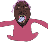 acid animated bloodshot_eyes death flapping full_body glasses hair morocco mustache purple_hair skeleton soyjak stubble tongue variant:bernd yellow_teeth // 1695x1320 // 490.0KB