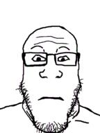 angry animated bee bite bloodshot_eyes closed_mouth crying glasses glitch neutral soyjak stubble subvariant:impish_bee subvariant:neutralplier thumbnail_glitch variant:impish_soyak_ears variant:markiplier_soyjak // 450x600 // 803.4KB
