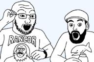 2soyjaks beard clothes glass hat holding_glasses holding_object looking_to_the_left looking_to_the_right meta:ai_generated open_mouth stubble transparent_background variant:soyak watch // 680x453 // 33.5KB