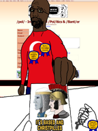 award brown_skin christianity its_based_and_christpilled pol_(soyjak_party) prayer_rope turkish_flag turkiye variant:bartender yellow_eyes // 1536x2048 // 767.6KB