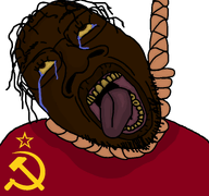 aliased big_lips big_nose brown_eyes brown_skin commie_pedo_troon communism crying flag:soviet_union glasses hair hammer_and_sickle hanged hanging nigger red_star rope rotten_teeth shitskin stubble tongue variant:bernd yellow_sclera yellow_teeth // 768x719 // 42.8KB