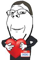 brown_hair glasses grey_shirt h3k_(user) hair hand holding_heart holding_object looking_at_you meta:namefags name_tag namefags smile stubble subvariant:wholesome_soyjak variant:gapejak wholesome // 676x1021 // 200.5KB
