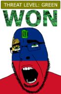 ahegao country crown emerald flag flag:liechtenstein gem glasses green green_eyes hair liechtenstein looking_up open_mouth schlog_color_event soyjak soyjak_blog stubble teeth text threat_level_green variant:cobson won // 721x1115 // 155.4KB