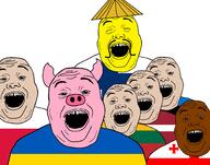 animal asian brown_skin closed_mouth clothes country eastern_europe estonia finland flag flag:estonia flag:finland flag:georgia_(country) flag:latvia flag:lithuania flag:poland flag:ukraine georgia hat latvia lithuania looking_at_you multiple_soyjaks mustache nigger open_mouth pig poland stubble ukraine variant:alicia yellow_skin // 1825x1435 // 358.5KB
