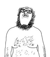 arm beard closed_mouth frown glasses hair mustache nipple punisher_face soyjak stubble variant:ignatius // 656x748 // 147.2KB