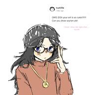 closed_mouth clothes female glasses hair text tranny_artstyle variant:markiplier_soyjak variant:soytan white_skin // 2048x2048 // 266.4KB