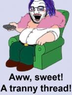 clothes crazed family_guy fat glasses lgbt open_mouth peter_griffin soyjak stubble subvariant:crazed_troonjak subvariant:soyak_(crazed) text thread tranny variant:soyak // 600x784 // 562.1KB