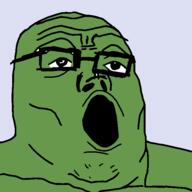 frog glasses green green_skin open_mouth pepe soyjak variant:tony_soprano_soyjak // 600x600 // 11.8KB