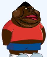 angry arm black_skin cleveland_brown_jr closed_mouth clothes family_guy fat full_body hair leg looking_to_the_right red_shirt satoko_houjou(namefag) variant:meximutt yellow_sclera // 454x548 // 169.4KB