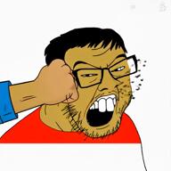 brown_skin clothes country flag glasses hair hand indonesia meta:ai_generated open_mouth punch sea_nigger seanigger small_eyes soyjak stubble variant:feraljak video // 640x640, 5.3s // 885.4KB