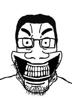 glasses gums hair happy series:skibidi_soyjaks skibidi_toilet smile stretched_mouth stubble subvariant:chudplier teeth template variant:chudjak variant:markiplier_soyjak white_background // 600x800 // 9.3KB