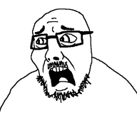 glasses mustache nuvariant open_mouth soyjak stubble teeth variant:healthjak // 508x428 // 7.6KB