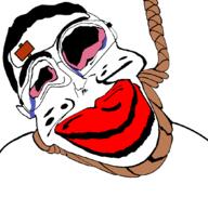 ack bloodshot_eyes crying distorted glasses hair hitler_mustache jartycuck looking_at_you mustache noose red_eyes red_lips rent_free rope slopjak soyjak subvariant:jartycuck subvariant:patrick suicide template text variant:chudjak water // 1050x996 // 46.0KB