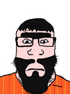 closed_mouth front_facing glasses hairy hazel_eyes neutral open_mouth orange_shirt recep_ivedik soyjak stubble subvariant:neutralplier variant:markiplier_soyjak white_skin // 600x800 // 152.2KB