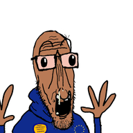 animated award beard big_eyes brown_skin european european_union excited flag flag:european_union glasses half_open_mouth happy most_obsessed_faggot_award mutt poyunpoyun red_eyes shitskin star_(symbol) subvariant:euromutt sweater variant:markiplier_soyjak // 400x347 // 692.1KB