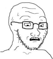 glasses open_mouth scared soyjak stubble subvariant:soyak_(concerned) sweating variant:soyak // 680x768 // 86.8KB