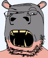 animal ear fangs hair hippo hippopotamus mammal open_mouth series:animaljaks soyjak teeth transparent_background variant:gapejak yellow_teeth // 828x985 // 28.5KB