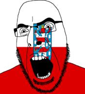 Thuringia angry animal flag flag:thuringia full_head germany glasses hair lion looking_to_the_right open_mouth soyjak star_(symbol) stubble teeth variant:cobson // 721x789 // 55.5KB