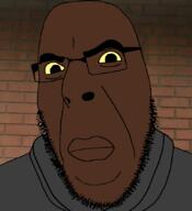 angry black_skin closed_mouth clothes george_floyd glasses hoodie irl_background series:saint_floyd soyjak stubble variant:cobson yellow_sclera // 775x849 // 247.2KB