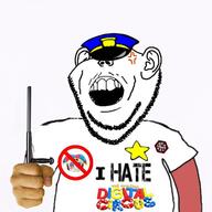 ear holding_object i_hate merge police_badge police_baton pomni red_skin star stubble subvariant:science_lover the_amazing_digital_circus utubetrollspolice variant:feraljak variant:impish_soyak_ears variant:markiplier_soyjak // 716x716 // 48.8KB