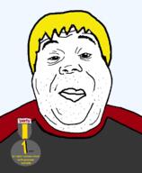 badge closed_mouth clothes hair nate soot_colors soyjak soyjak_party stubble variant:alicia yellow_hair // 592x720 // 51.9KB