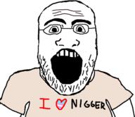 clothes glasses i_heart_nigger merge open_mouth soyjak stubble subvariant:science_lover text tranny variant:markiplier_soyjak variant:shirtjak // 968x838 // 144.9KB