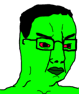 eyebrows glasses green_skin hair lips looking_to_the_right red_sclera variant:chudjak white_background // 645x770 // 33.7KB