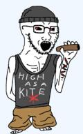 arm beanie bloodshot_eyes cannabis clothes finger glasses hand hat holding_object leaf looking_to_the_right marijuana nigger_weed open_mouth plant smoking soyjak stubble tank_top variant:soyak weed wigger // 700x1120 // 53.0KB