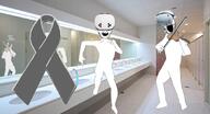 bathroom full_body gray grey mirror phantom_pain reflection ribbon variant:feraljak variant:markiplier_soyjak violin vr_headset vrchat // 888x482 // 461.1KB