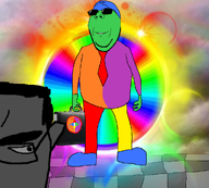 blue briefcase checkerboard_pattern closed_mouth color colorful cyan double_chin face full_body glasses green grey_skin greyscale happy looking_to_the_right meta:trendy_tuesday monochrome orange pink portal purple rainbow red shades sky smile soyjak stubble subvariant:pol_face subvariant:wholesome_soyjak swastika trend:colorjak variant:chudjak variant:gapejak white yellow // 1001x900 // 909.7KB