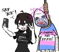 ack blush definition drawing female glasses holding_phone micropenis peace_sign penis rope self_harm selfie terf tits tranny variant:bernd variant:raid_tan // 1269x1122 // 378.2KB