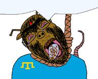 bindi bloodshot_eyes brown_skin brown_teeth cockroach crimea crimean_tatar dark_skin flag:crimean_tatar glasses hanging looking_at_you nigger noose pajeet pig poop rat roach roachnigger rope shitskin soyjak speech_bubble speech_bubble_empty stubble suicide tail unibrow variant:bernd // 890x719 // 28.3KB