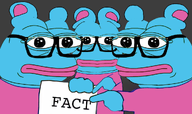 3whateveranimalblepeis amphibian animal blue_skin boy's_club ear fact frog glasses nas:pepe pepe_the_frog pink_shirt pointing sign subnas:blepe // 1010x602 // 288.1KB
