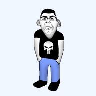 artist:cobsontalks black_shirt blue_pants character closed_mouth ear full_body glasses hair halloween impractical_incels joseph_(impractical_incels) lips model punisher smile smug subvariant:chudson tftbos transparent_background variant:chudjak youtube // 2000x2000 // 276.3KB