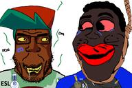 are_you_soying_what_im_soying autism badge bloodshot_eyes blue_hair crying discord discord_logo_facial_mark drool esl flag:minor_attracted_person flag:transgender_pride_flag flies fnf_pedo furry hanging jakparty_soy jartycuck looking_at_each_other map_(pedophile) nigger pedophile red_hat red_lips rope shitskin slopjak smile stink_lines subvariant:chudplier subvariant:wholesome_soyjak variant:chudjak variant:gapejak variant:markiplier_soyjak yellow_eyes yellow_teeth // 1200x800 // 498.1KB