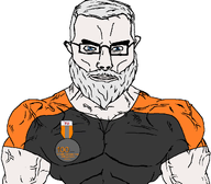 'ru 100_years_on_bald_cartoon_man_with_glasses_booru award blue_eyes dan eyebrows glasses grey_beard grey_hair lips muscles muscular_male nose oldfag oldgod pale_skin soybooru subvariant:muscular_chud variant:chudjak vein white_skin // 1059x929 // 58.8KB