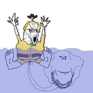 2soyjaks animal australian blood bloodshot_eyes brainlet clothes crying foot full_body glasses gore hat open_mouth smile soyjak steve_irwin stingray stubble subvariant:danish_twist variant:gapejak variant:impish_soyak_ears variant:soyak water yellow_hair // 701x706 // 173.2KB