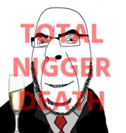 closed_mouth clothes glass glasses necktie smile soyjak stubble suit total_nigger_death variant:cobson wine // 698x736 // 271.1KB