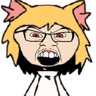 angry anime blond brown_eyes ear glasses neco_arc open_mouth soyjak teeth tsukihime variant:feraljak video_game visual_novel // 500x500 // 127.3KB