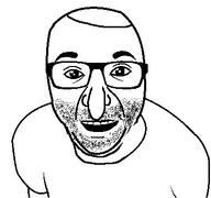 arm clothes double_chin glasses half_open_mouth hat jewish_nose judaism kippah smile soyjak stubble tshirt variant:el_perro_rabioso // 388x363 // 24.2KB