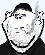 beanie cigarette closed_mouth clothes doomer ear hat sad smoke soyjak stubble tired variant:impish_soyak_ears // 574x710 // 244.7KB
