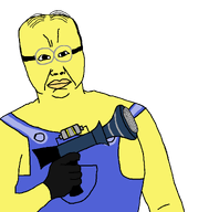 button closed_mouth clothes despicable_me dungarees fart_gun glove goggles gun hair holding_gun holding_object looking_at_you minion no_beard no_eyebrows no_stubble overalls sam_hyde soyjak subvariant:chudjak_front variant:chud variant:chudjak yellow yellow_skin // 1183x1200 // 38.6KB