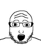 bald glasses open_mouth soyjak stubble subvariant:lawrence variant:markiplier_soyjak // 481x643 // 20.8KB