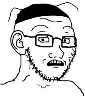 ant antenna bug bug_hat clothes ear glasses hat looking_at_you nervous scared soyjak stubble subvariant:soyak_(concerned) variant:soyak // 680x768 // 24.5KB