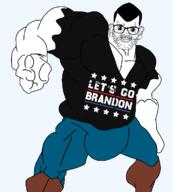 black_shirt boot buff closed_mouth clothes full_body glasses hand jeans lets_go_brandon looking_at_you muscles muscular_male republican soyjak subvariant:brandaryan subvariant:chudchud transparent_background variant:brandon variant:chudjak // 1170x1297 // 191.3KB