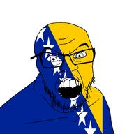 angry bosnia country flag glasses jacksepticeye looking_at_you mustache open_mouth soyjak stubble teeth variant:feraljak youtube // 1500x1500 // 37.5KB
