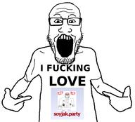 clothes doctor gigachad glasses hand i_fucking_love i_love open_mouth pointing soyjak soyjak_party stubble text tshirt variant:a24_slowburn_soyjak variant:markiplier_soyjak // 618x559 // 76.0KB