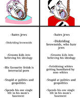 ack bloodshot_eyes clothes crying flag:nazi_germany flag:transgender_pride_flag glasses hair mustache nazi_germany nazism open_mouth purple_hair rope text tongue tranny transgender_flag variant:bernd variant:chudjak // 1125x1380 // 245.4KB