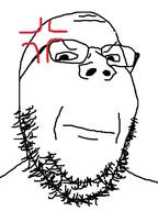 anger_mark angry closed_mouth frown glasses looking_at_you soyjak stubble variant:gapejak // 600x800 // 159.3KB